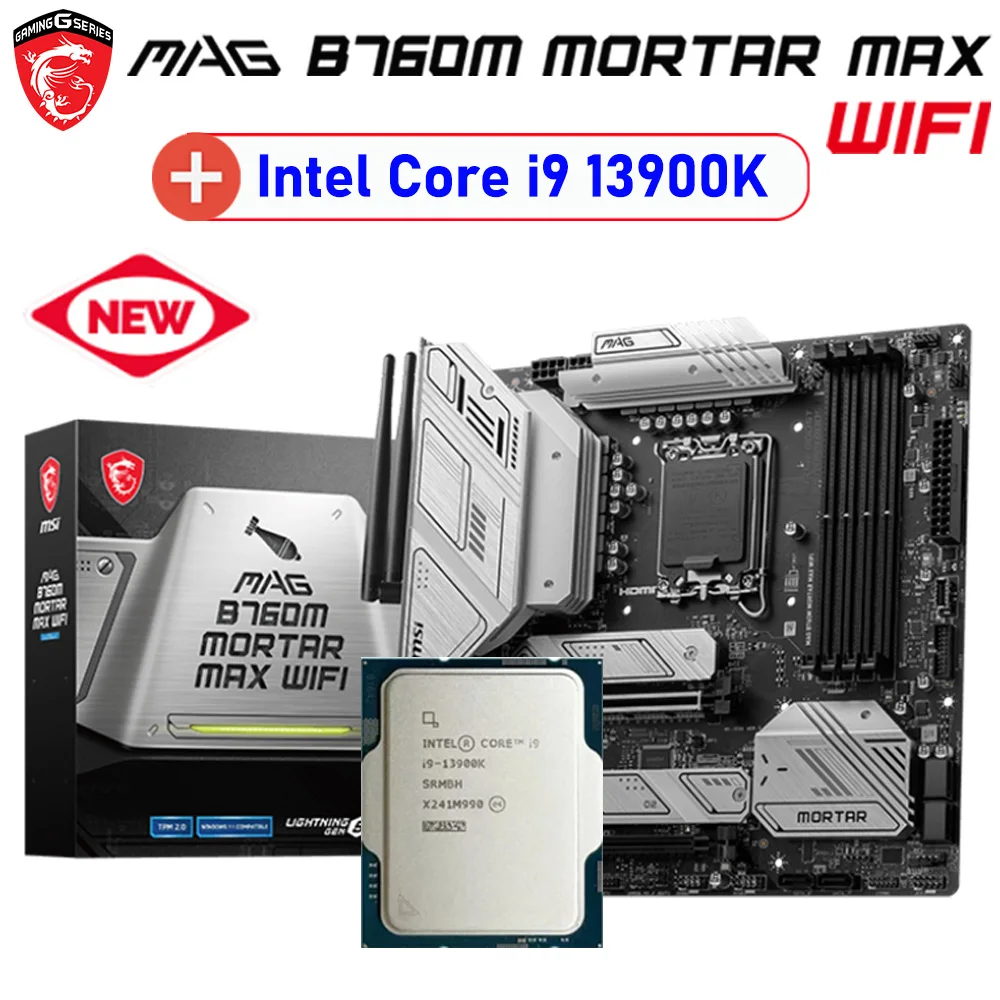 

Intel Core i9 13900K CPU Kit With LGA 1700 MSI Mainboard MAG B760M MORTAR MAX WIFI DDR5+Kingston RAM DDR5 6000MHz 32GB Kit NEW