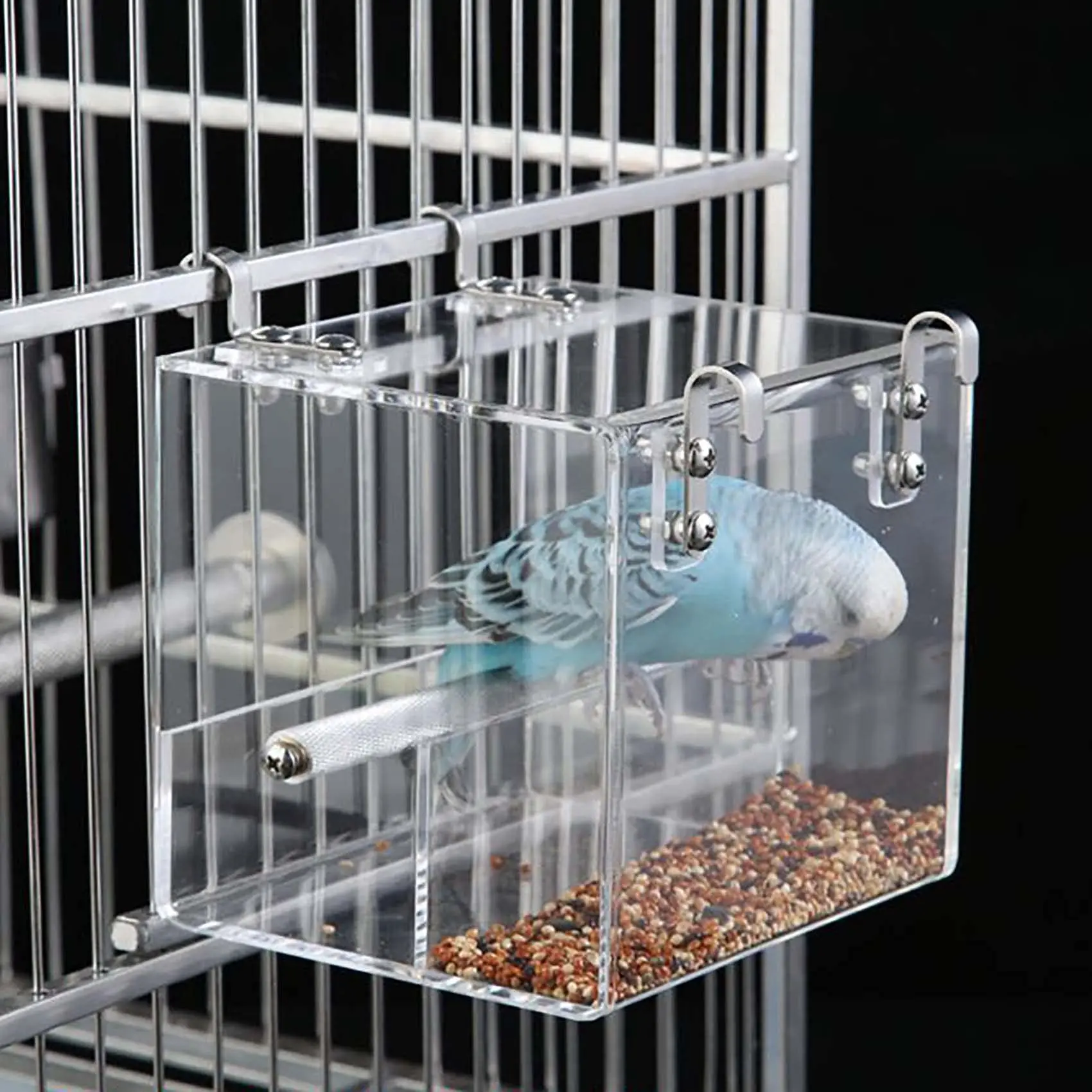 

Bird Feeder Seed Catcher Tray Hanging Cup Food Dish for Cage for Small Birds Lovebirds Cockatiels Canaries Sun Conures