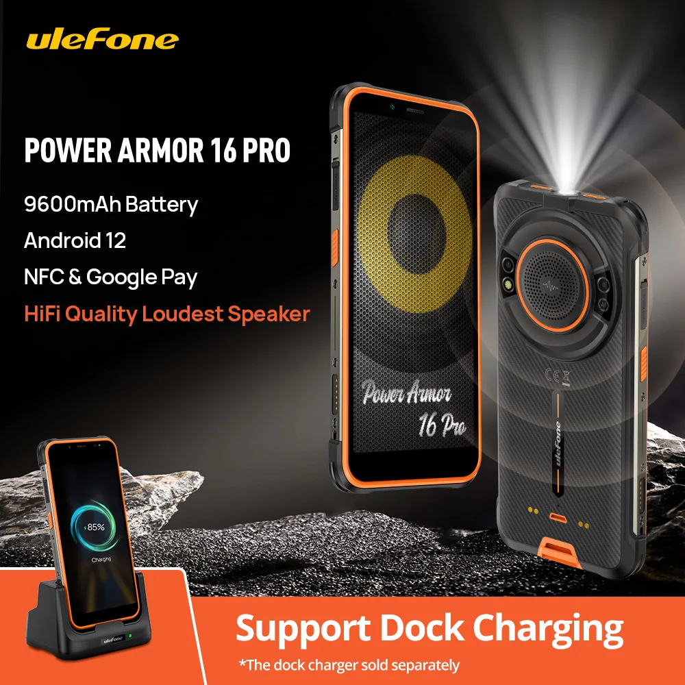 Ulefone Power Armor 16 Pro Защищенный водонепроницаемый смартфон 9600 мАч Android 12 NFC 4 ГБ + 64