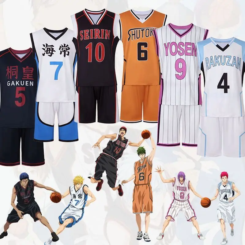 Фото Комплект баскетбольного трикотажа Kuroko, аниме, баскетбольная форма для Touou Rakuzan Kaijo Seirin Teiko Shintaro, карнавальный костюм, спортивная одежда №1