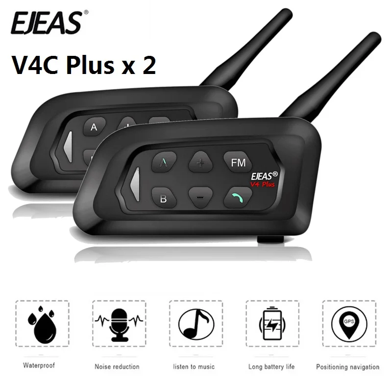 

2pcs EJEAS V4C Plus Referee Intercom Headsets Bluetooth 5.1 Full Duplex Communicator Soccer Handball Football Hockey Interphone