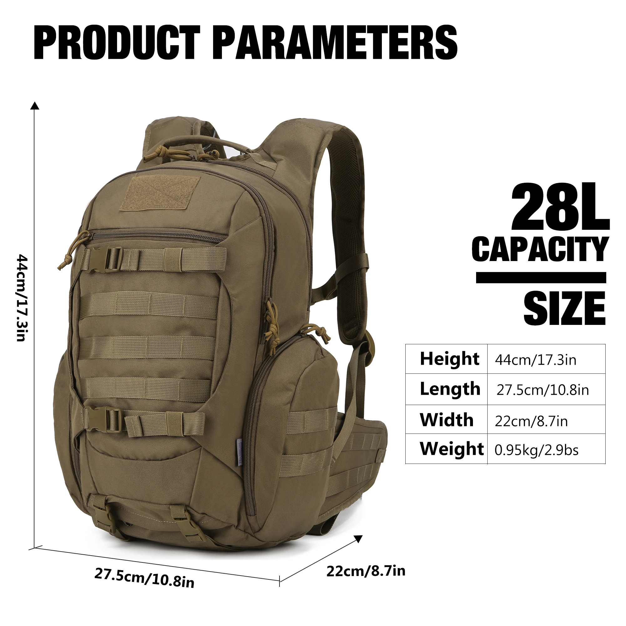 Mardingtop 28L Tactical Backpack Molle Backpack for Hiking Camping Motorcycle 2
