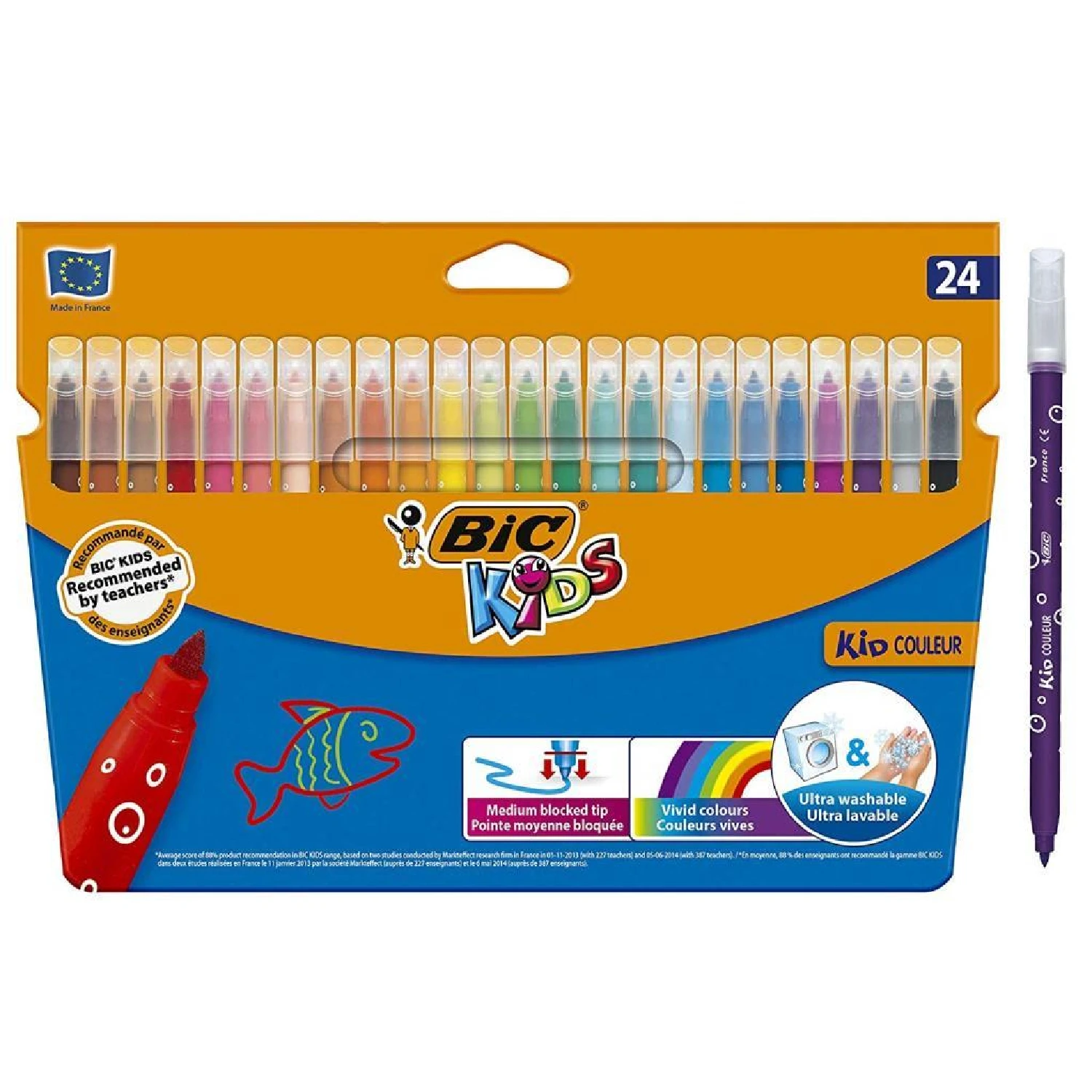 BIC Kids Kid Couleur Felt Tip Colouring Pens - Assorted Colo