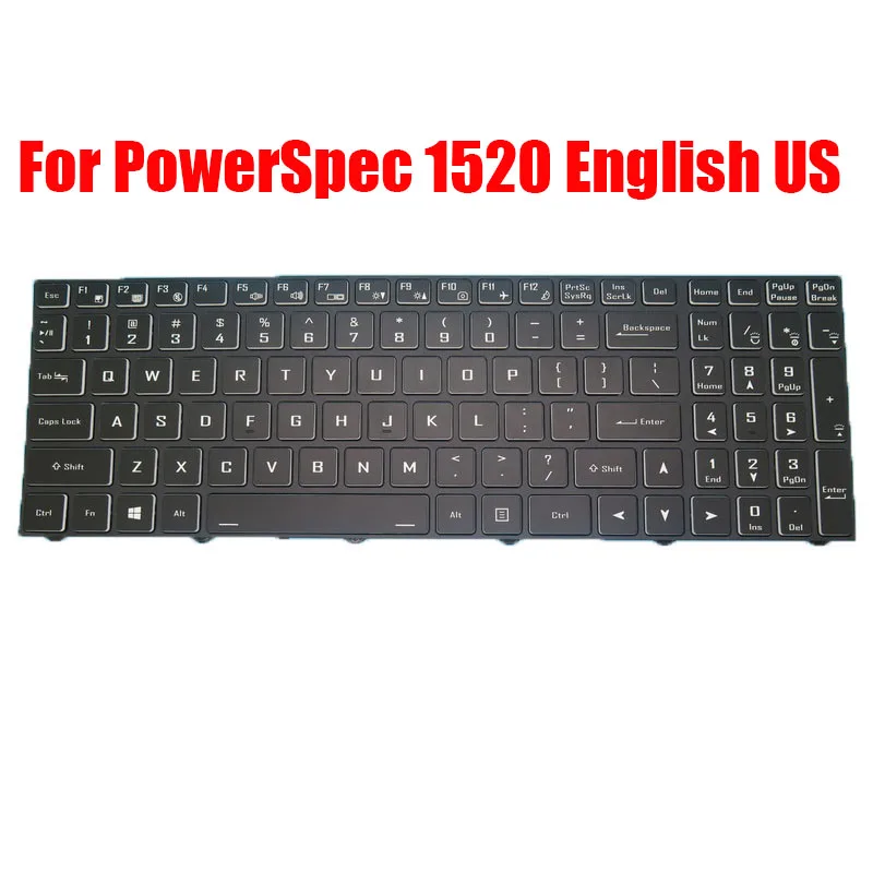 Laptop Keyboard For PowerSpec 1520 English US Black With Backlit New