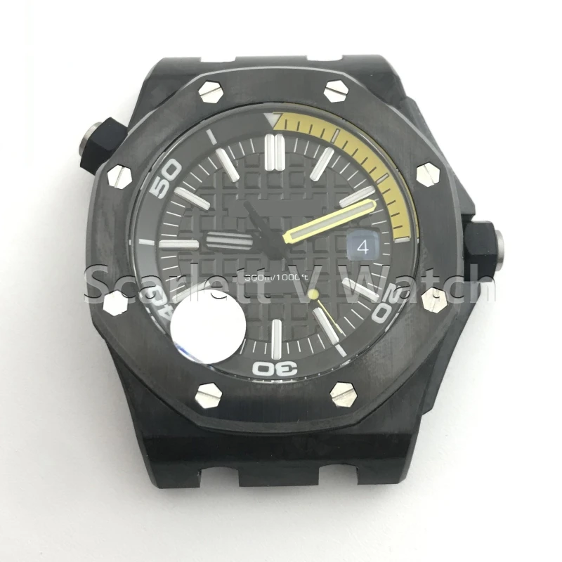 

Carbon Fiber JF Case Dial Hand Set for 42mm Royal Oak Offshore 15706 Assembled for Caliber 3120, Watch Parts