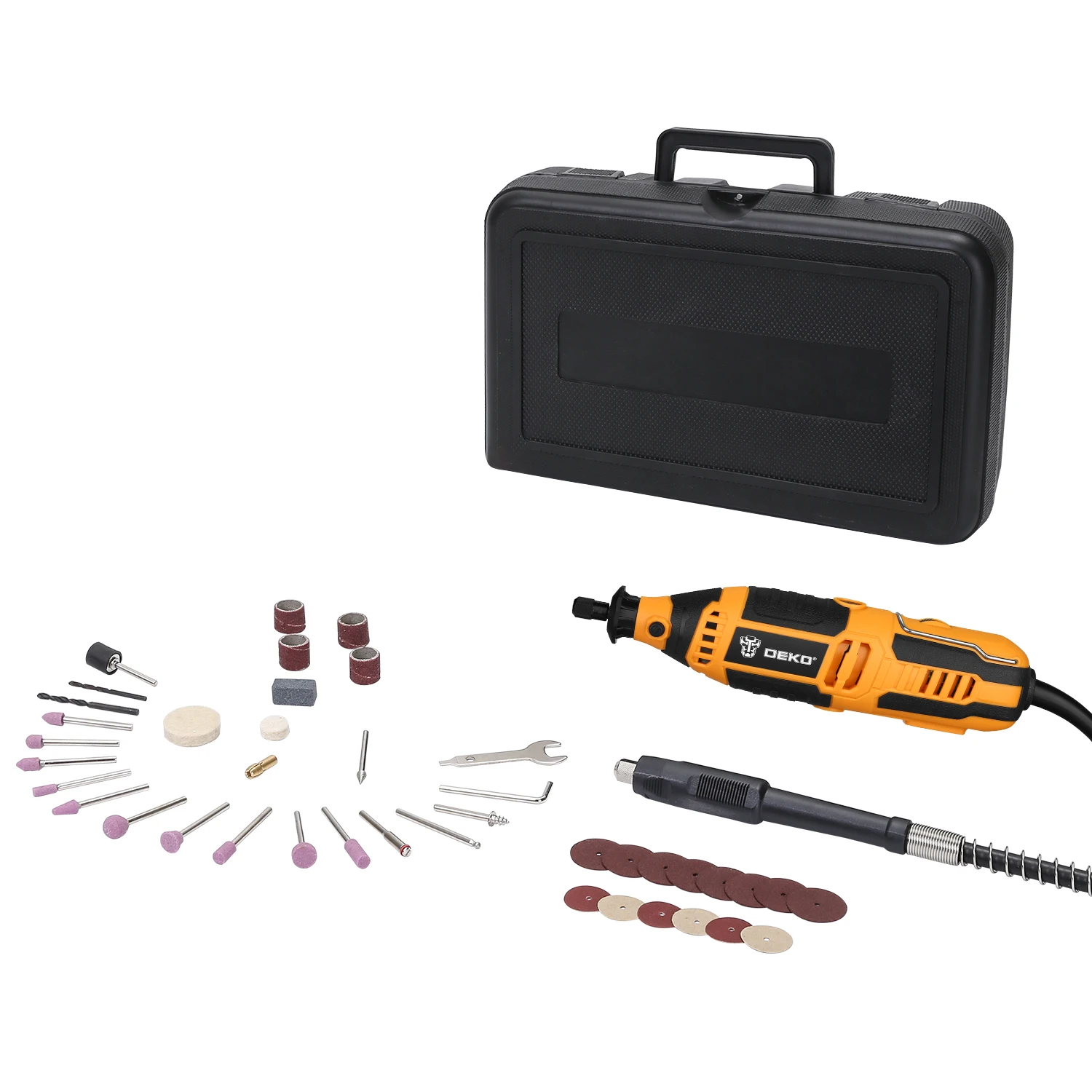 Электрический гравер с регулировкой скорости 200Вт в наборе DEKO DKRT200E 43 tools + case 063-1411 |
