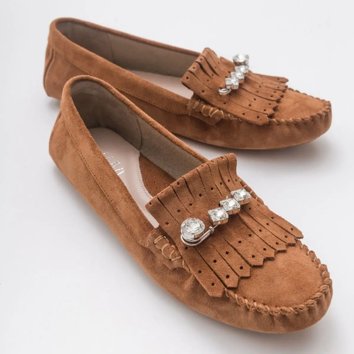 Poshnmore Benoıt Genuine Leather Suede Rubber Lightweight Flat Sole Women's Flat Shoes Stone Sand DenimBlue DriedRose Tan Khaki
