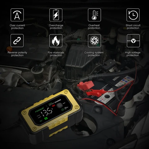 12V 7A Полностью автоматическое интеллектуальное зарядное устройство для аккумулятора ЖК-дисплей Power Pulse Repair Charger Большой экран для автомобиля мотоцикла AGM GEL WET
