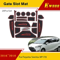 Rubber Door Groove Mat for Toyota Sienta XP170 2016 2017 2018 Cup Cushion Rubber Anti-Slip Dust Phone Gate Slot Mats Car Sticker