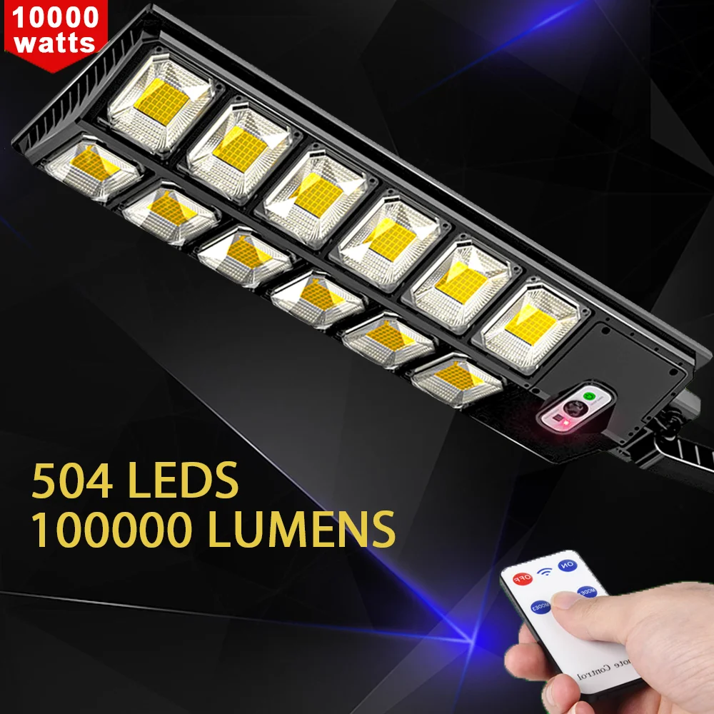 

540LED Solar Street Light 10000W Outdoor Solar Wall Lamp 500㎡ Bright Sunlight PIR Motion Sensor Garden Lighting Remote Control