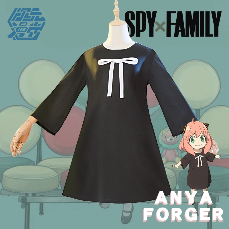 

Dimensional walk-Anime Spy X Family Anya Forger Cosplay Costume Black Dress Wig Headwear Socks Women Party Outfitet