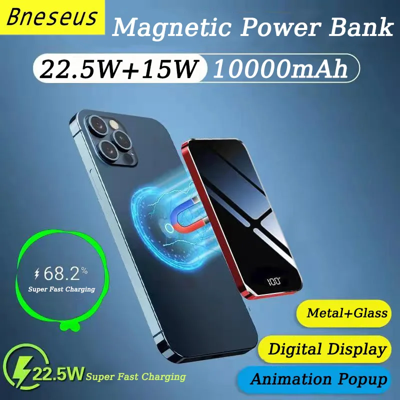 

22.5W Magnetic Power Bank 10000mAh Wireless External Battery Pack Portable Apple Charger For iPhone 12 13 14 Macsafe Powerbank