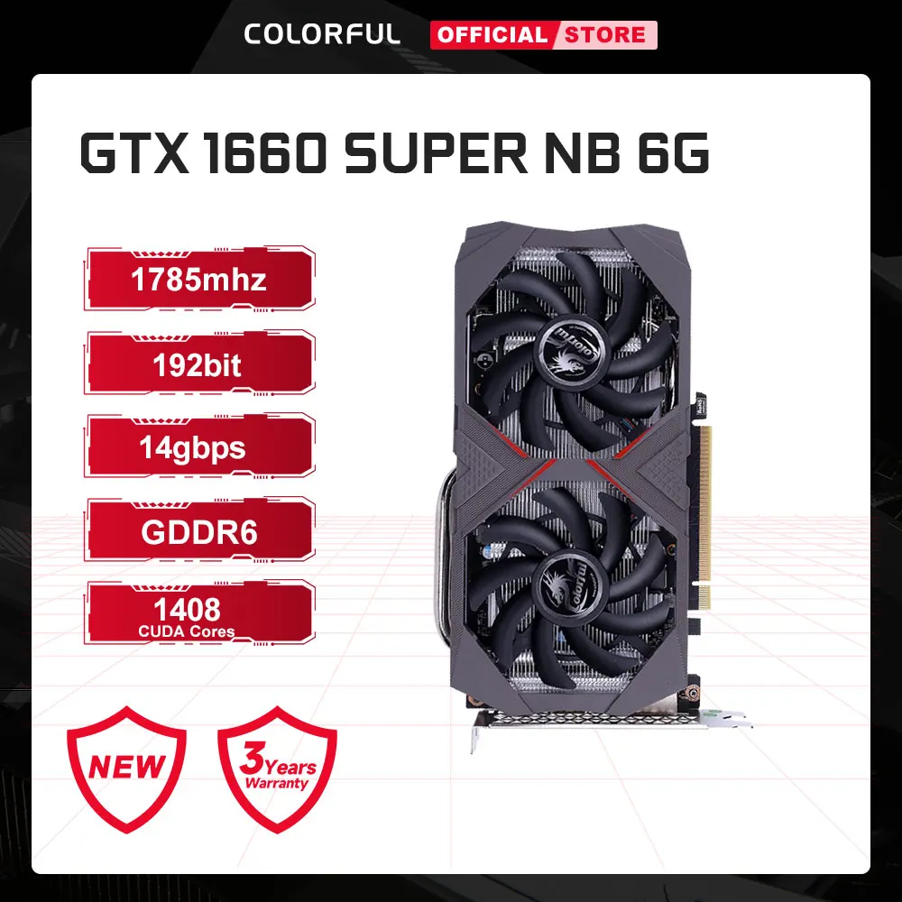 Графическая карта GTX1660 SUPER 6 ГБ Colorful GeForce GTX 1660 GDDR6 бит GPU для настольных ПК игровые