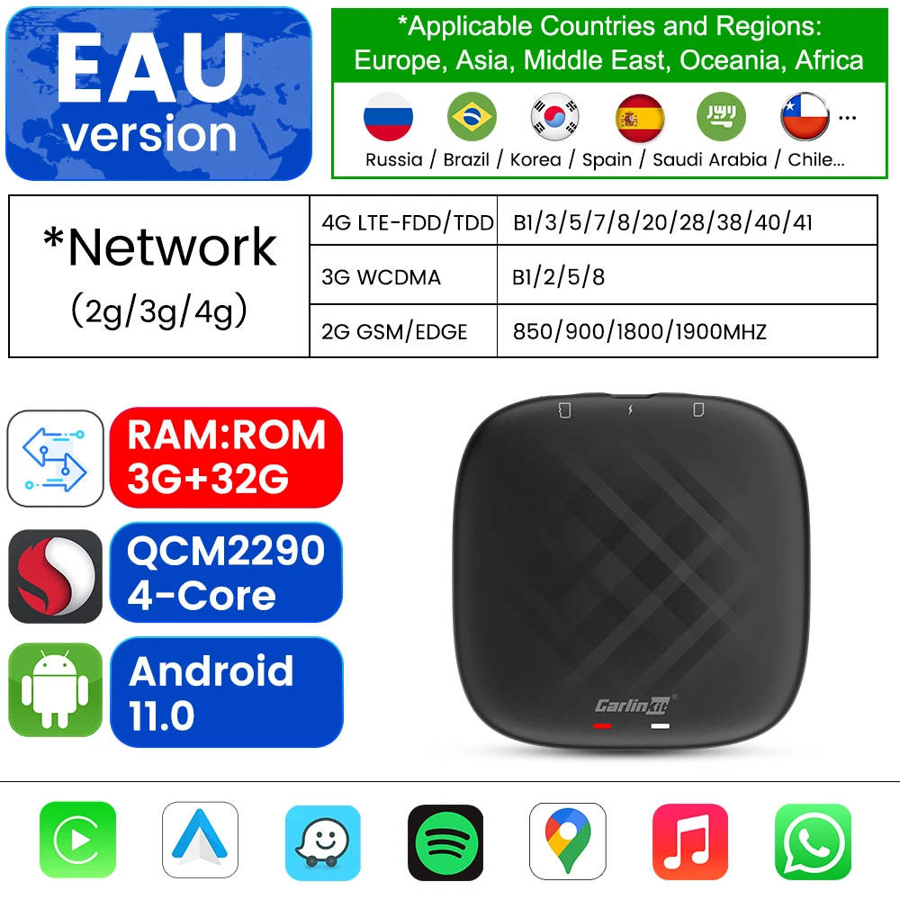 

CarlinKit Carplay Ai Box Android 13 11 TV Box SM6225 QCM6125 2290 Беспроводная Android Auto Car Play Box 4G LTE Коробка потоковой передачи видео