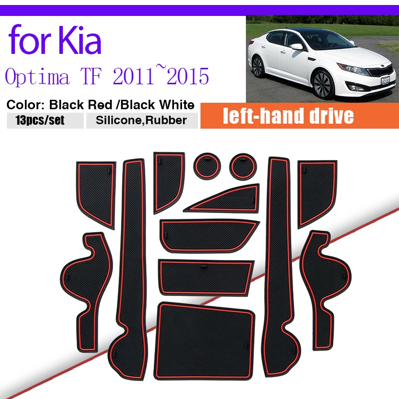 

Door Groove Slot Mat for Kia Optima TF K5 2011~2015 2012 Cup Holder Car Sticker Storage Rubber Cushion Coaster Dust-proof Pad