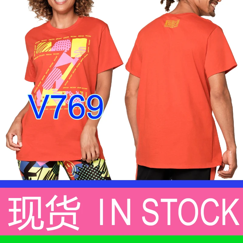 

ZW fitness wear men and women casual sports yoga group dance short-sleeved T-shirt top V 768
