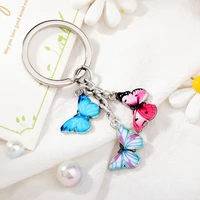 new simple colorful butterfly keychain for women girl enamel dripping oil butterfly key ring female handbag backpack jewelry