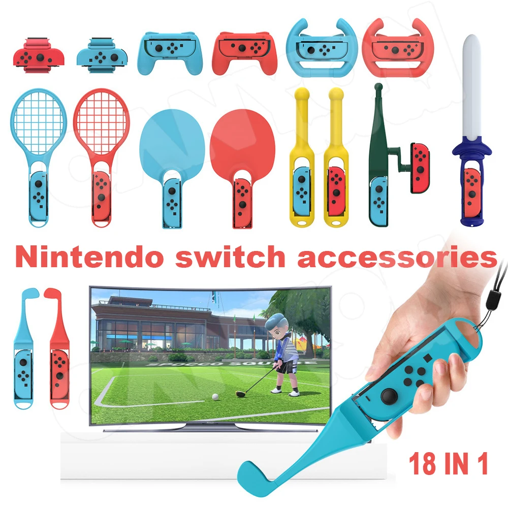 Switch Sport Accessories Set for Nintendo Switch OLED Racing Tennis Golf Racket/Leg Strap for Nintendo Switch OLED Accessories