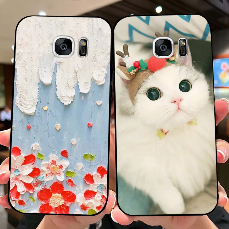Чехол для Samsung Galaxy S7 edge мягкий силиконовый чехол с цветами телефона s 7 S7edge G930 G935