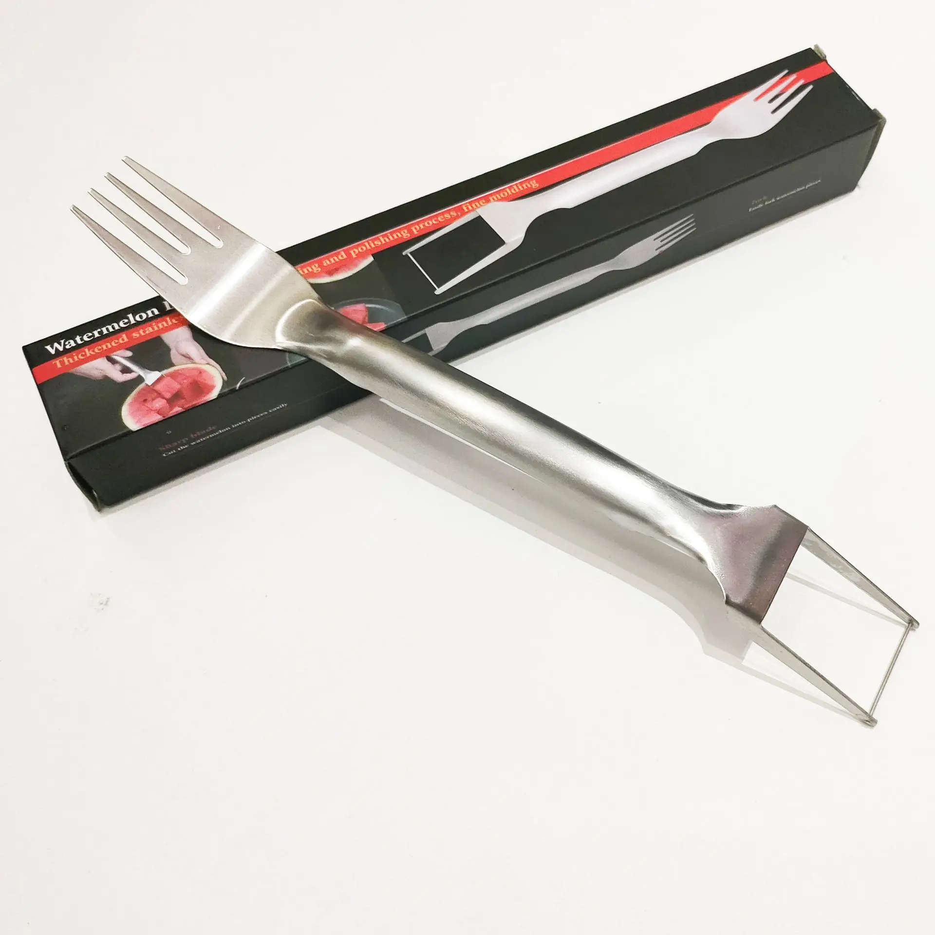 

Watermelon Fork Slicer Dual Head Stainless Steel Melon Cutter Ergonomic Design Fruit Cutting Fork Multi-purpose Kitchen Gadgets