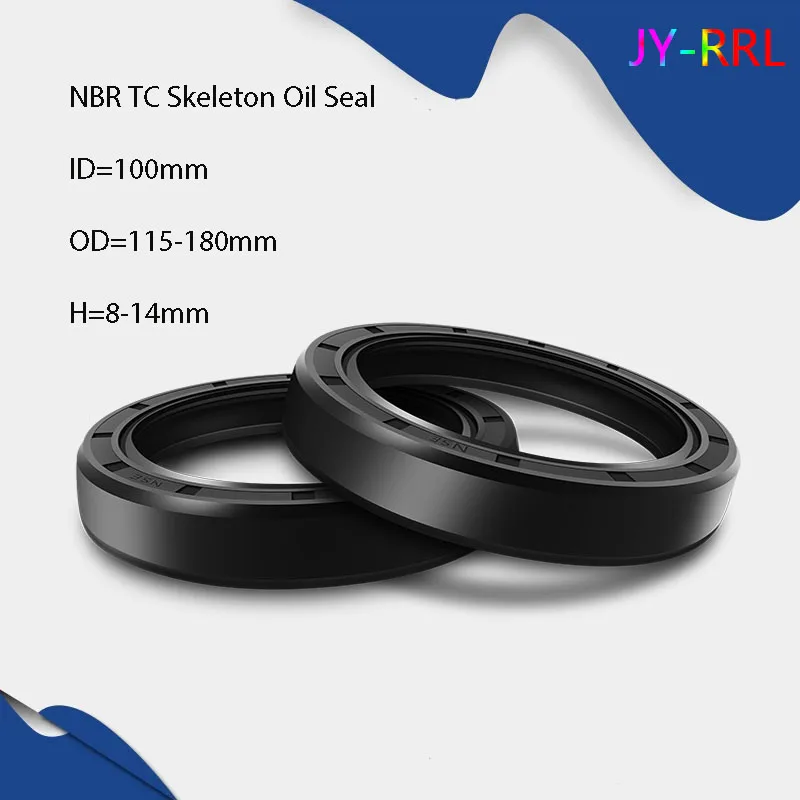 

Black NBR TC/FB/TG4 Skeleton Oil Seal ID 100mm OD 115-180mm Thickness 8-16mm Nitrile Butadiene Rubber Gasket Sealing Rings