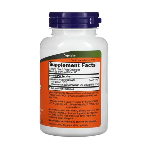 NOW Foods, Сахаромицеты Буларди, 5 млрд КОЕ, 120 вегетарианских капсул