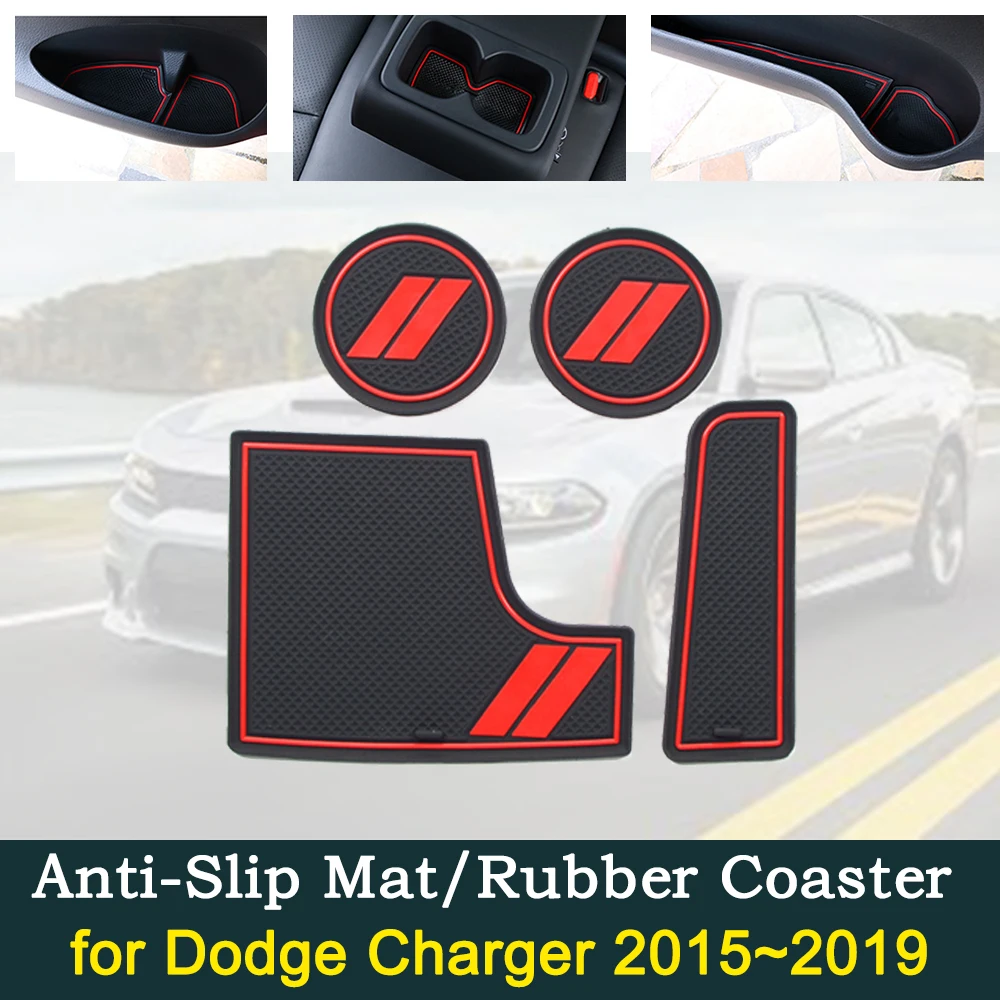 

Anti-Slip Dirty Gate Mats Cup Groove Pads for Dodge Charger 2015 2016 2017 2018 2019 Hole Pad Car Styling Accessories Gadgets