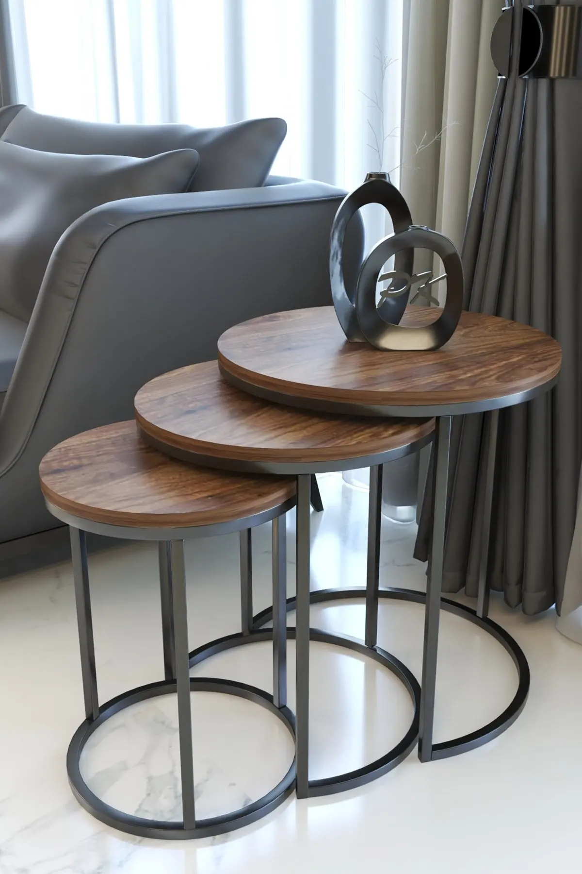

Nesting Table 3 Pcs Decorative Living Room Kitchen Home Furniture Coffee Table Decor Accessory Modern