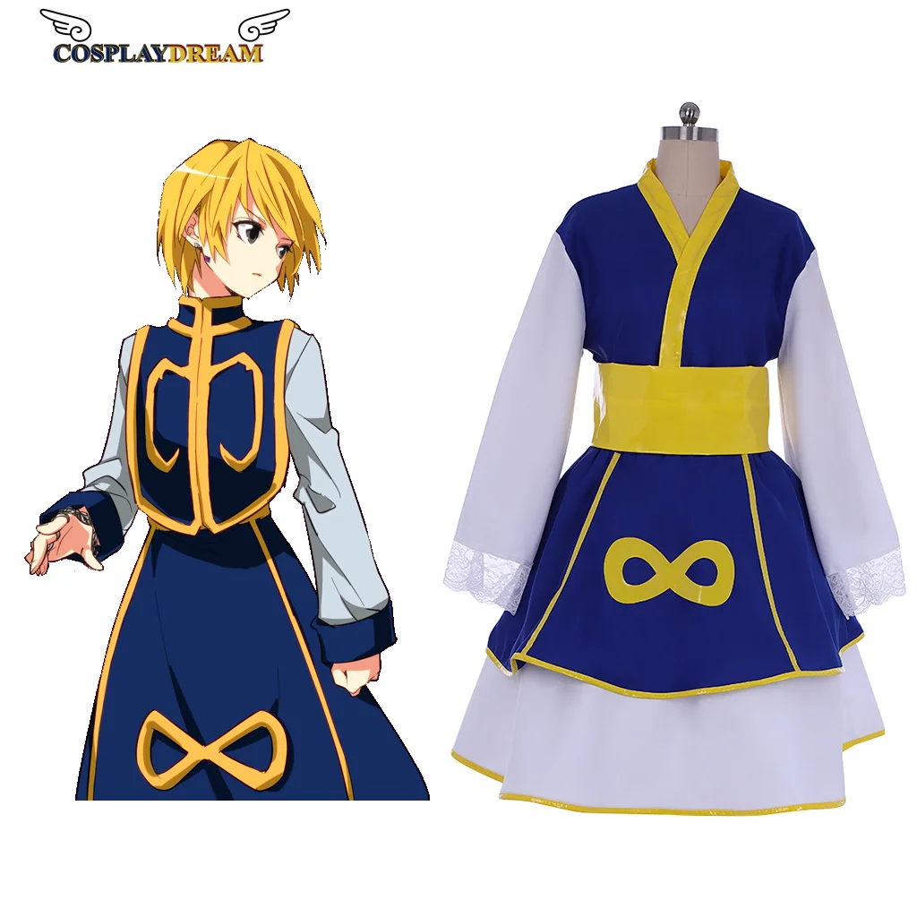 

Женский костюм для косплея из аниме Hunter x Hunter Kurapika, голубое платье Hunter Kurapika, женский костюм