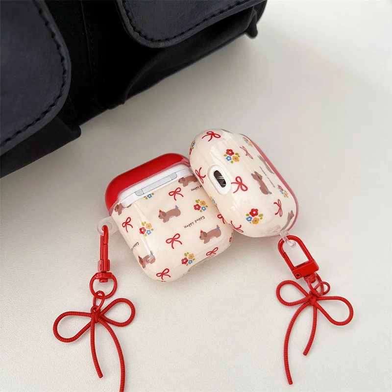 Милый чехол для наушников с красным бантом и подвеской imd Apple airpods 4 3 2 Airpods pro