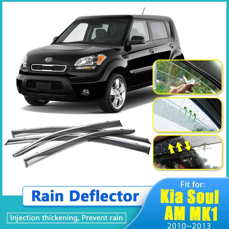 

Rain Deflector For Kia Soul AM MK1 2010 2011 2012 2013 Window Sun Car Exterior Visor Cover Guards Antirain Chuvento Windabweiser
