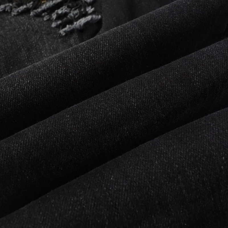 Men's Distressed Denim Pants Casual Streetwear Ripped Skinny Damaged Holes Stretch Destroyed Slim Jeans Army Green Wholesale