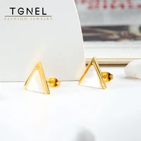 fashion jewelry for stainless steel stud earrings gold color with stones triangle for women girls christmas gift