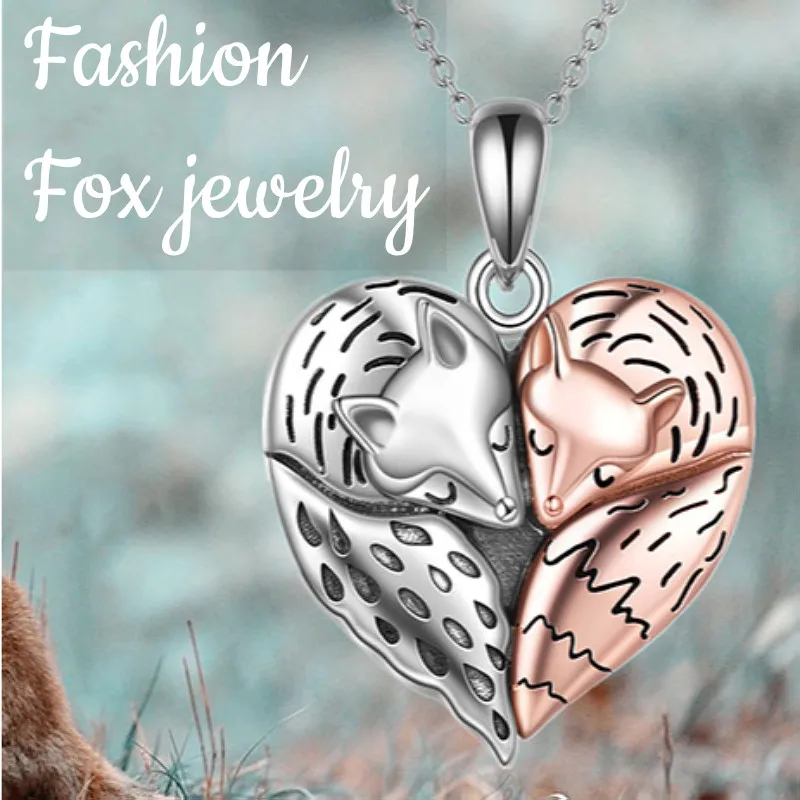 Fashion Male and Female Fox Necklace Blind Love Companion Cute Couple Animal Pendant Romantic Love Accessories Girl Gift