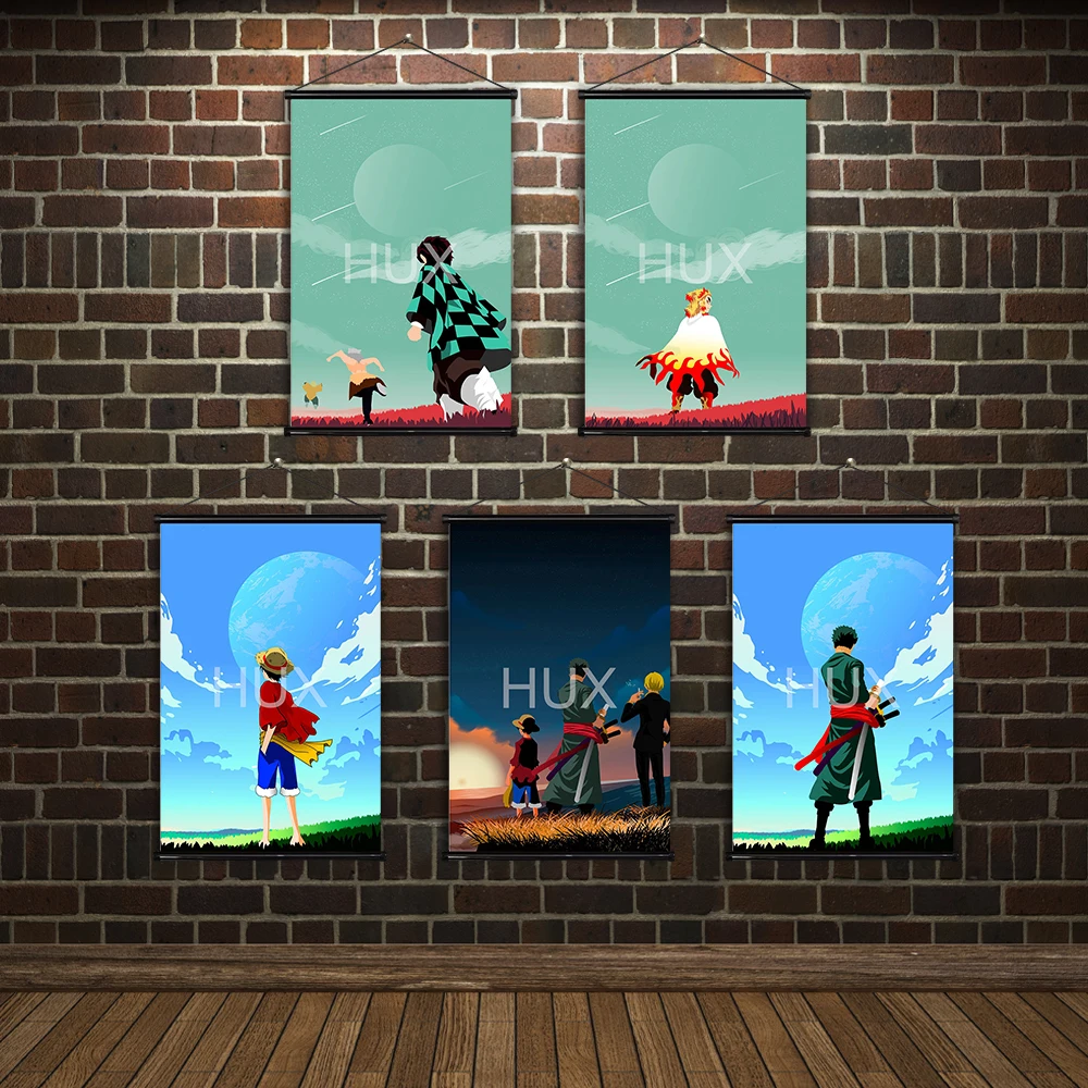 

Wall Art Modern Home Decor Japanese Anime Goku Luffy Kimetsu Creative Pictures HD Prints Scroll Poster For Living Room Gift