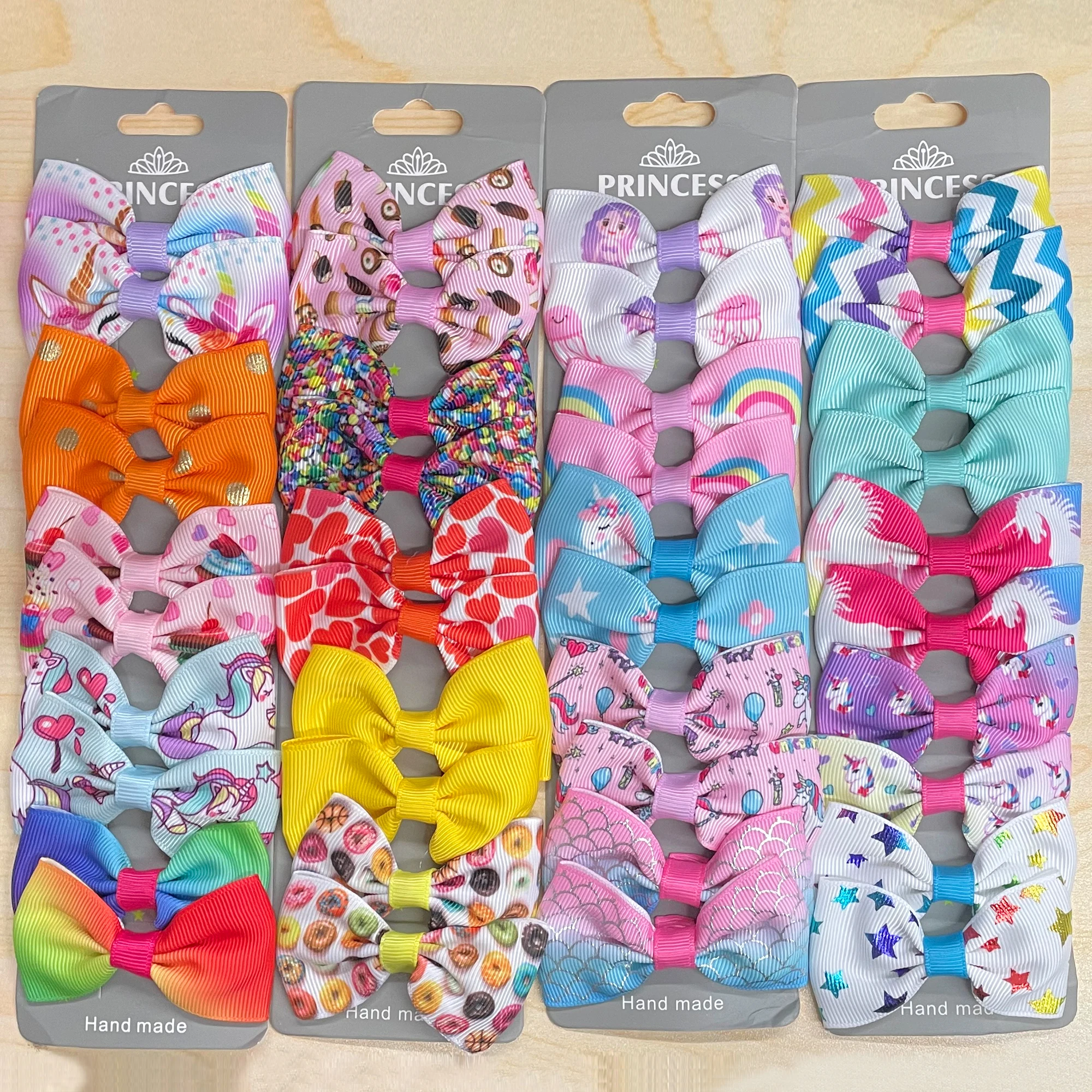 

10PCS Rainbow Unicorn Star Hair Bows Clip For Kids Girls Handmade Boutique Hairgrips Headwear Hair Accessories wholesale