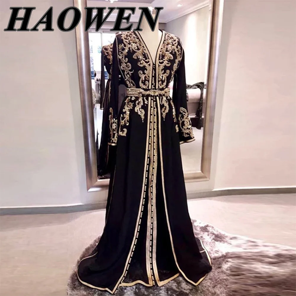 

HAOWEN Vintage Royal Muslim Prom Dresses 2022 New Women Formal Party Night Vestido De Gala Embroidery Elegant Luxury