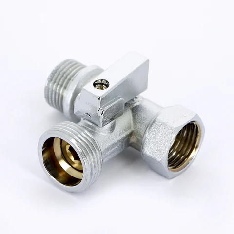 Кран шаровой 1/2"x3/4"х1/2" ННВ проходной для стиральных машин UNI-FITT