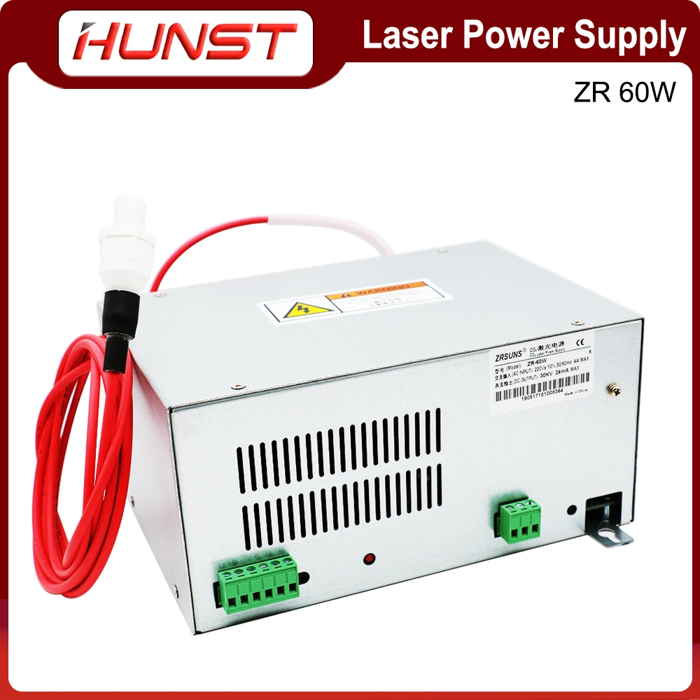 HUNST ZRSUNS 60W Laser Power Supply for 40W 50W 60W 70W Co2 Glass Laser Tube Engraving Cutting Machine 2Years Warranty.