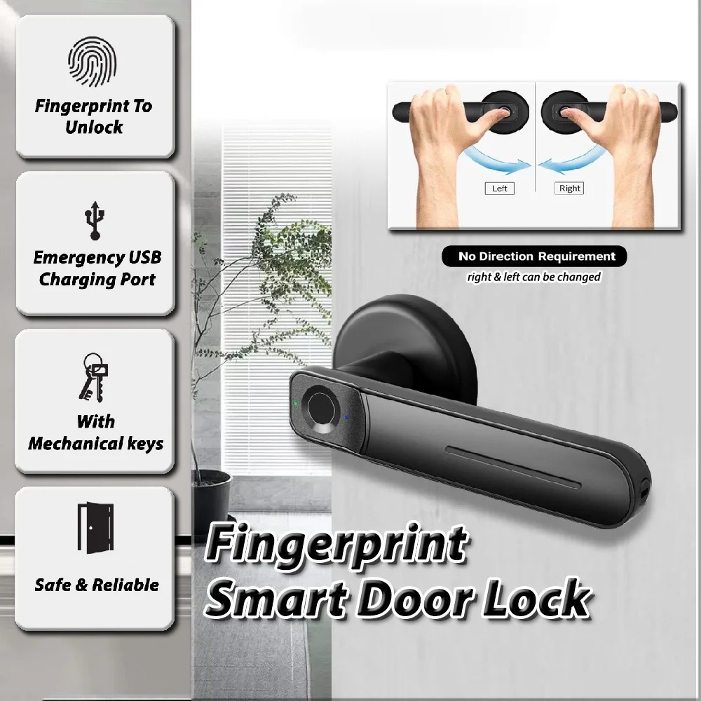 

New!! Fingerprint Smart Door Lock Security thumprint keyless Unlock Via Fingerprint,passcode,key,Bluetoorh,TTLock Smart Home App