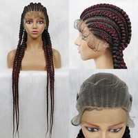 Braids Lace Front Knotless Box Braided Wigs With Baby Hair 38 Inches Extra Long Full Head Lace Wig For Black Women Afro Wig