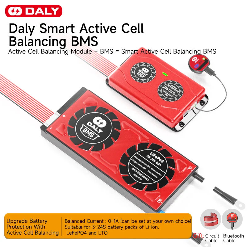 Daly BMS 1A Smart Active Balancer lifepo4 4S 8S 12S 13S 14S 16S 17S 20S 24S battery18650 60A 80A 100A 150A 200A 500A для скутера