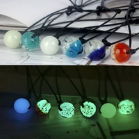 luminous glass beads pendant necklace for women glow in the dark lucky bead clavicle chain necklaces party birthday jewelry gift