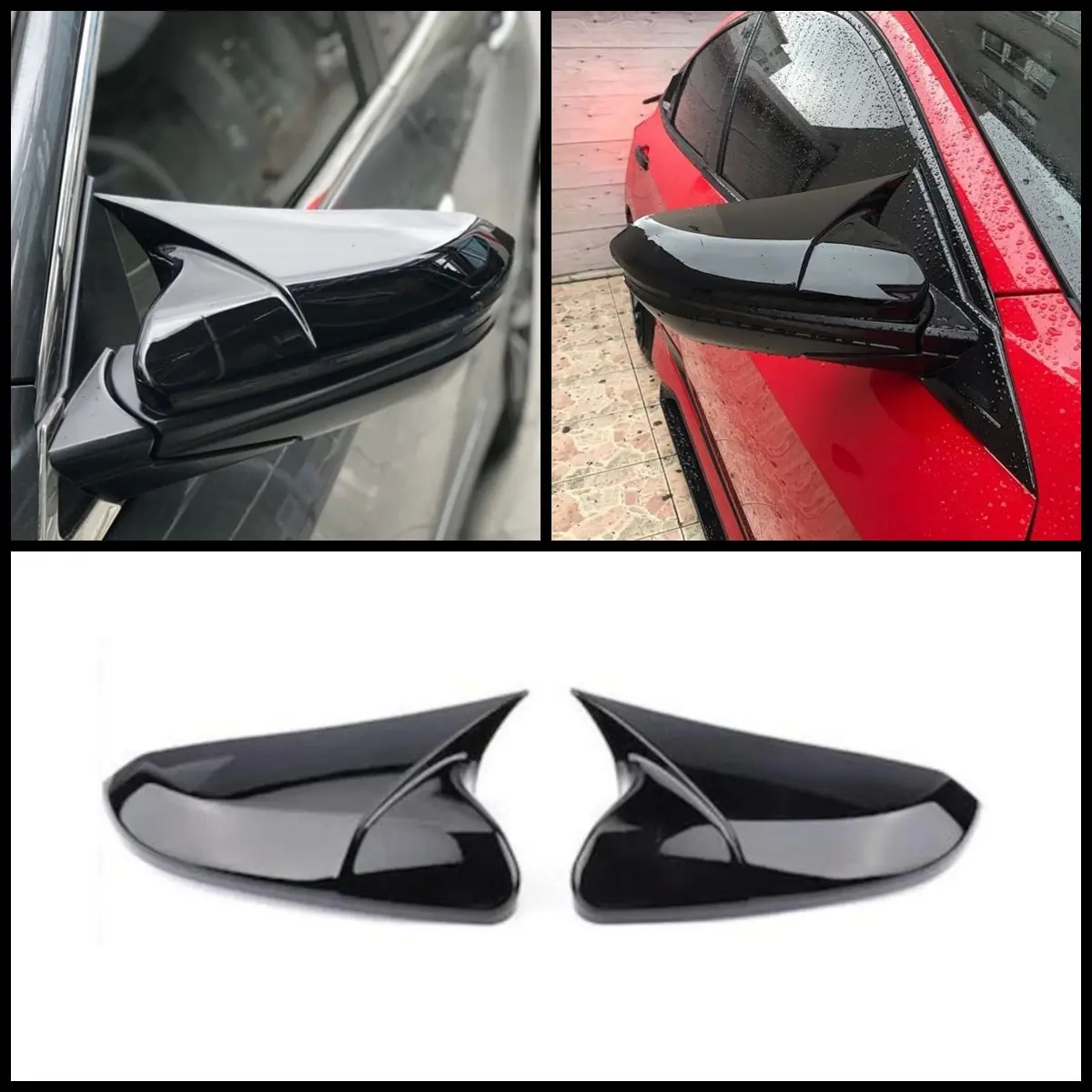 2 Pieces Rearview Mirror Cover For Honda Civic FC5 FK7 FK8 10th gen Side Wing RearView Mirror Case Cover Glossy black Accessory