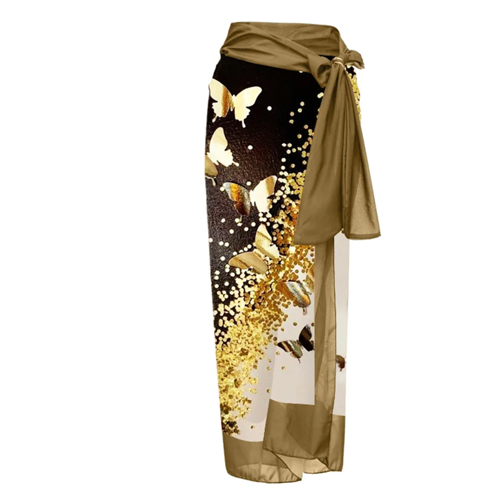 Vintage One-piece Swimsuit Sexy Printed Bikini Set and Cover Up Holiday Beach Dress Bathing Suit Fashion Deep-v Beachwear