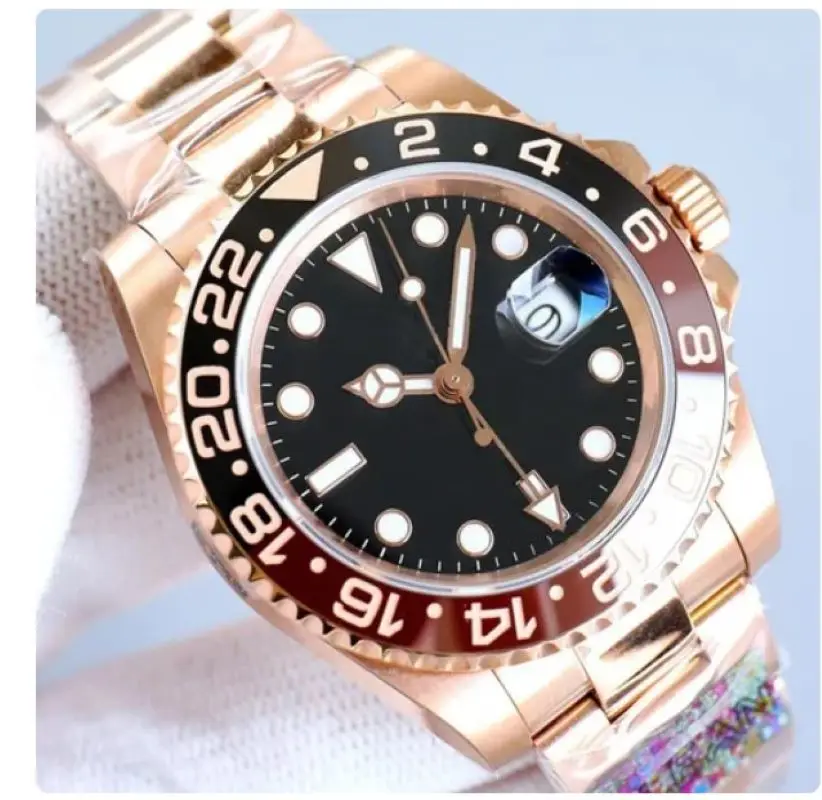 

Real GMT Watches Luxury High Quality for Men Automatic Mechanical Wristwatch Gold Black Blue Ceramic Stainless Steel Watch