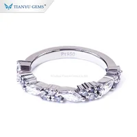 Tianyu Gems Marquise D/VVS Moissanite Diamonds Wedding Band for Women 10K/14K/18K White Gold Rings Round Black Gemstones Jewelry