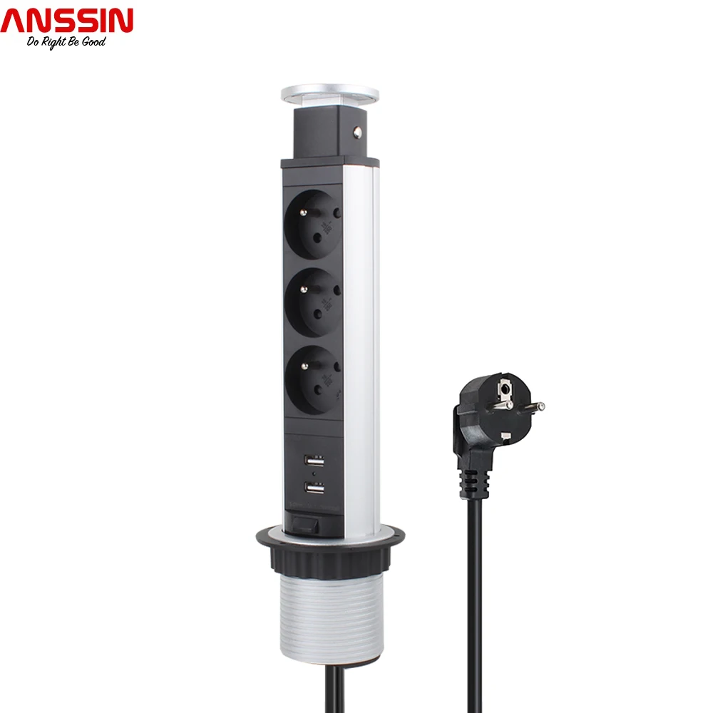 

Anssin выдвижная розетка с USB портом