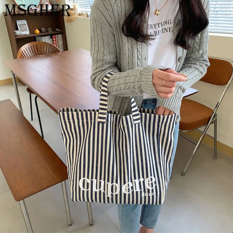 

Полосатая Холщовая Сумка-тоут с молнией, новинка 2023, японская вместительная сумочка ручной работы, Корейская женская сумка через плечо