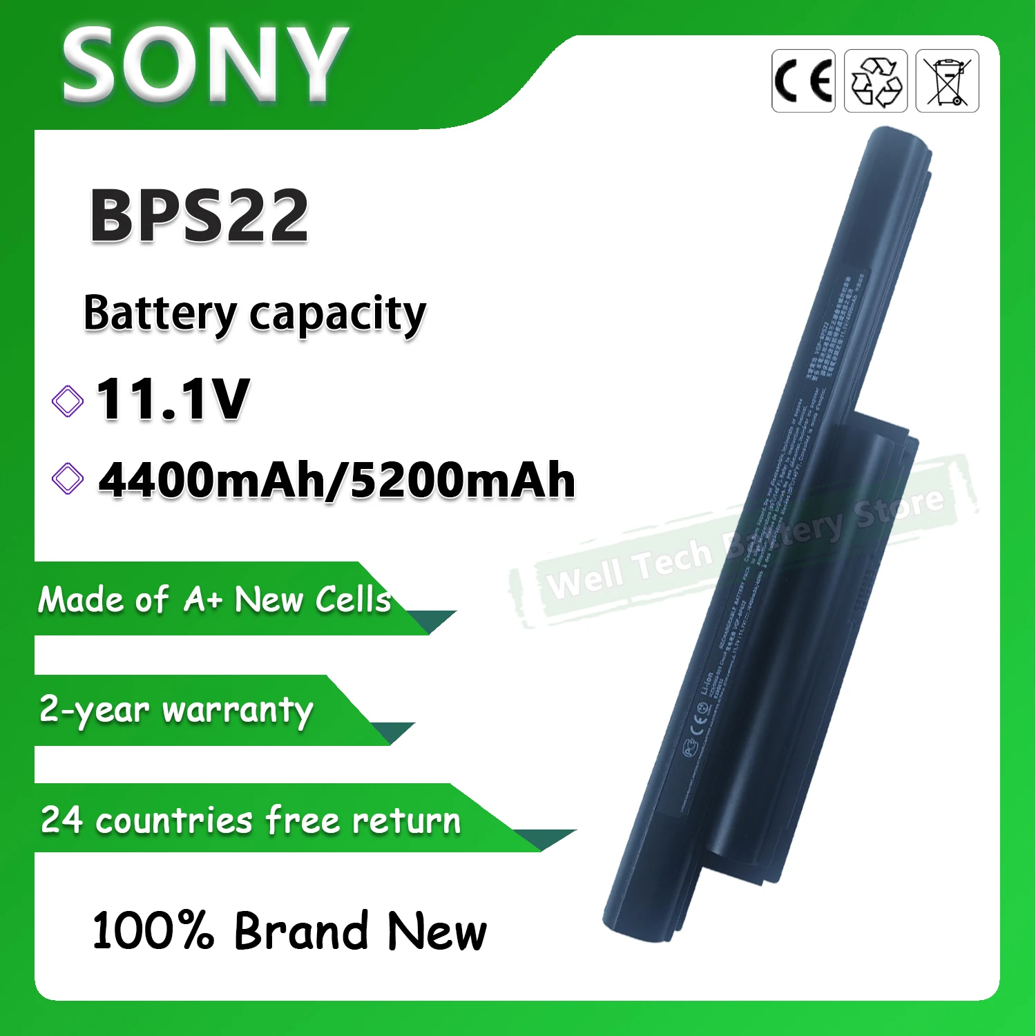 BPS22 Аккумулятор для ноутбука Sony VIAO VPCEA\EB VPCEA2S1C VPCEA2S3C VPCEA2S2C VPCEA28EC VPCEA27EC/VPCEA25EC VPCEA1S3C